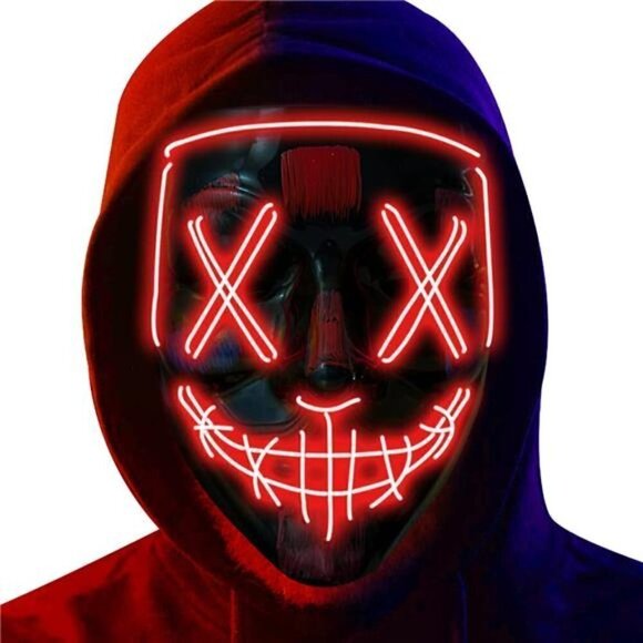 RED Halloween Mask LED Light Festival Cosplay Costume Masquerade Parties NEW